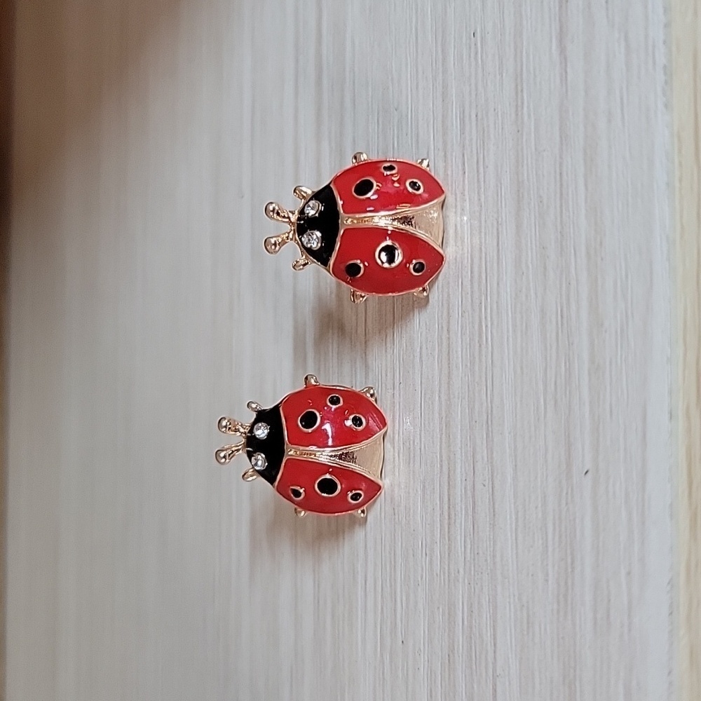 Ladybug Stud Earrings - Picture 7 of 8